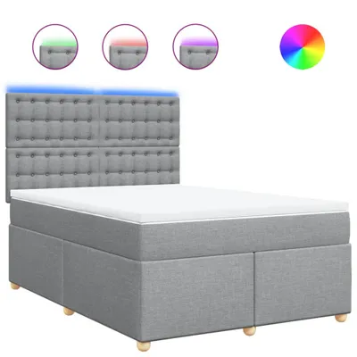 Produktbild von Boxspringbett mit Matratze Hellgrau 140x200 cm Stoff