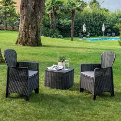 Immagine prodotto di Dmora set Salotto da Esterno Dakain Grigio, 2 Posti Impermeabile, Idrorepellente, Lavabile Italy
