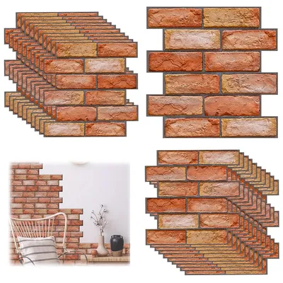 Produktbild von Wandpaneele, 20 Stück 3D Wandpaneele Ziegelsteine Selbstklebend, 30cm x 30cm, PVC Paneele für Die Innen und Außendekoration, Wasserdicht, Rot