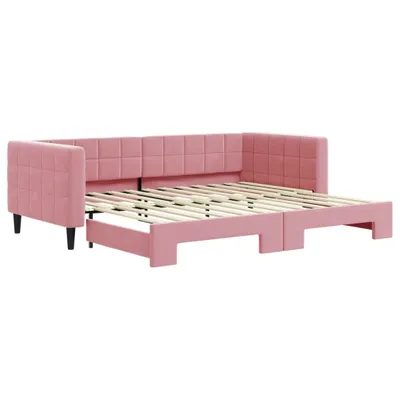 Image de vidaXL Lit de jour extensible rose 90x200 cm velours