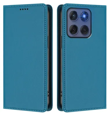 Immagine prodotto di Custodia in pelle per Motorola Edge 60/Edge 60 Fusion, custodia a libro magnetica in Finto cuoio con supporto, blu lago