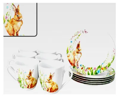 Produktbild von Frühstücksset 12-teilig mit Kuchentellern und Kaffeebechern