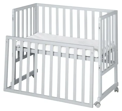 Imagen del producto de Cuna infantil y auxiliar safe asleep® 3 en 1 - 45 x 90 cm - Altura ajustable - Cuna auxiliar completa con colchón + barandilla de tela