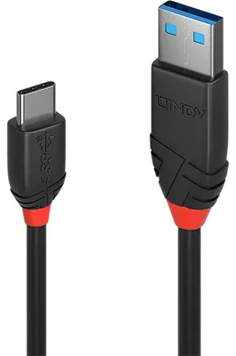 Produktbild von LINDY 36915 0.5m USB 3.1 Typ C an A Kabel 3A, Black Line
