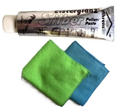 Produktbild von 1 x Elsterglanz Silber Polierpaste 150 ml Politur Paste XXL und 2 Microfasertücher