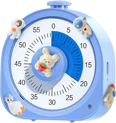 Produktbild von Visueller Timer für Kinder, 60-Minuten Countdown für Klassenzimmer Büro Küche, Schreibtisch Kinder Zeitmana gement Tools mit leisem Betrieb (Blau)