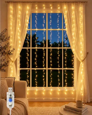 LED-Lichtgordijn 3x3 m, 300 warmweiße LEDs, IP65