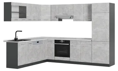 Zdjęcie produktu dla Kogoszczona kuchnia Vicco R-Line Beton/Antracyt 287 x 227 cm, BP Marmur, Model 53354
