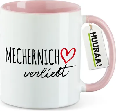 Produktbild von Huuraa Kaffeetasse Mechernich verliebt 330ml Rosa Keramik Kaffeebecher Geschenkidee