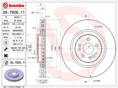 Produktbild von BREMBO Bremsscheiben (2 Stück) Vorderachse 09.7606.11
