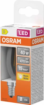 Produktbild von Osram 4099854467776, 3,4 W, 40 W, E14, 470 lm, 15000 h, Warmweiß