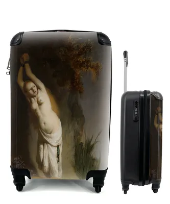 Produktbild von MuchoWow® Koffer Handgepäck Trolley Rollkoffer Kleine Reisekoffer mit 4 Rollen - Andromeda angekettet an den Felsen - Rembrandt van Rijn - Cabin Size < 55x40x23 cm & 55x40x20 cm - Fotokoffer - Kabinenkoffer - Boardgepäck - Reise-Box - Reisekoffer - Reisegepäck - Koffer mit Bild - Trolley für Kinder