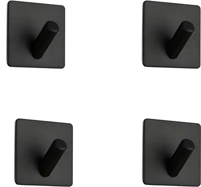 Produktbild von INF Unsichtbare Klebehaken, quadratische Wandhaken aus Edelstahl (4er-Pack) Schwarz