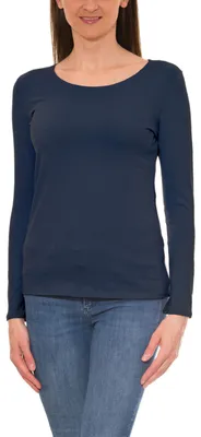 Produktbild von Alkato Damen Langarm Shirt mit O-Ausschnitt, Farbe: Dunkelblau, Größe: S