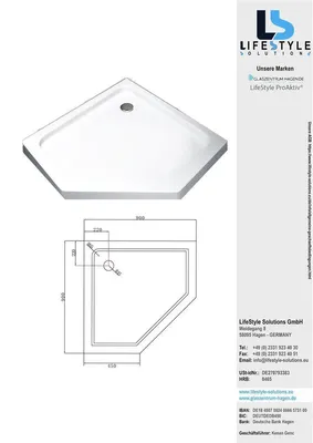 Produktbild von Glaszentrum Hagen Duschtasse 5 cm 90x90x5 cm (5eck)