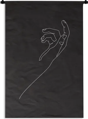 Produktbild von MuchoWow® Wandteppich Wandbehang Strichzeichnung - Hand - Körper 60x90 cm Tapisserie Dekoration Wandtuch - Foto-Teppich - Abwaschbar
