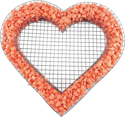 Produktbild von Herz Gitter Grabschmuck Grabgestaltung Gartendekoration mit Buntsteinen Glassteinen Natursteinen Füllart: Buntsteine Farbe Steine: Arancione