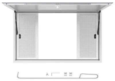 Obrázek produktu pro SucceBuy Okénko pro prodej občerstvení (montážní rozměry 1524 x 915 mm) s hliníkovým rámem, okénko pro prodej s úhlem otevření 85° a 4 posuvnými okénky, okénko pro prodejní stánky a pojízdné prodejny občerstvení