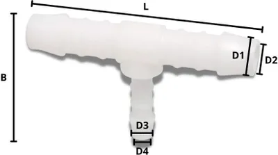 Produktbild von Schlauchverbinder Kunststoff T-Stück reduziert 8 mm x 6 mm x 8 mm