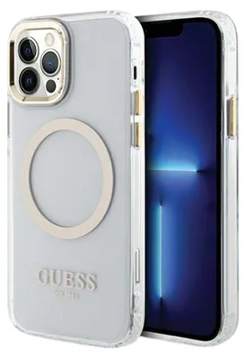 Produktbild von Guess Guhmp12Mhtrmd Hülle Für Iphone 12 / Iphone 12 Pro - Gold Metal Outline Magsafe