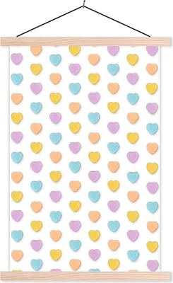 Produktbild von MuchoWow® Textilposter Herz - Muster - Pastell 120x180 cm mit holzfarbenen Rahmen - Textil-Plakat