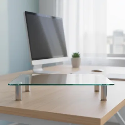 Produktbild von Monitorständer Glas 70 cm TV?Erhöhung Sicherheitsglas mit Chromfüßen