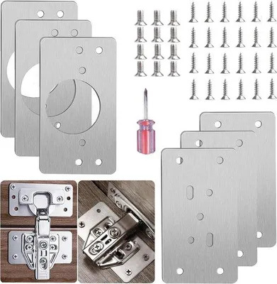 Produktbild von Famanu Reparaturset für Scharniere - 6 Stück, Edelstahl mit 36 Schrauben