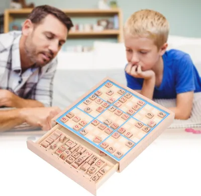 Immagine prodotto di Scacchi di legno Puzzle Gioco da tavolo Numero Matematica Rompicapo Giocattolo da tavolo Bambini Giocattolo educativoBlu