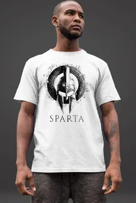 Produktbild von Neverless® Herren T-Shirt Aufdruck Sparta Helm Krieger Warrior Printshirt T-Shirt Used Look Slim Fit Fashion Streetstyle Neverless® weiß weiß M
