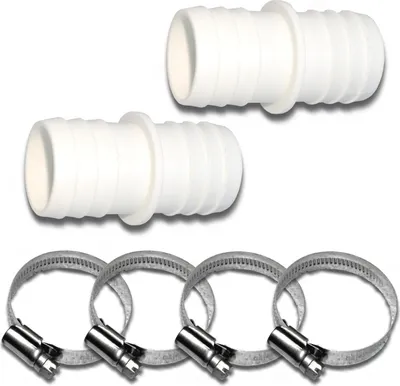 Produktbild von 2 Stück: Ø 32 / 32mm Schlauchverbinder Schlauchtülle + 4 Edelstahl Schellen für Pool Garten etc.