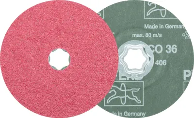 Produktbild von PFERD TOOLS COMBICLICK Keramikkorn Fiberscheibe Ø 125 mm CO36 für hohen Abtrag auf Stahl