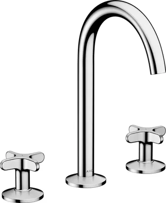 Image de Robinet de lavabo AXOR One, 3 trous, modèle 170, avec mélangeurs cruciformes et système de vidange à poussoir, finition chrome