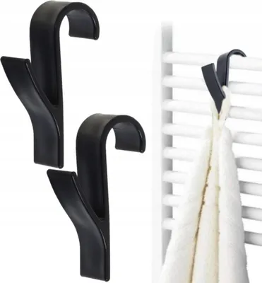 Produktbild von 2X Haken - Heizkörperhalter - für Heizkörper - Badezimmerhalter - Handtuchhalter - Schwarz