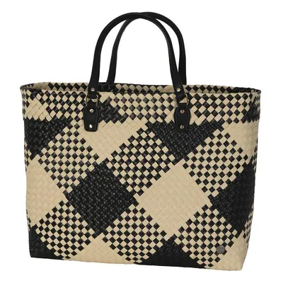 Produktbild von Handed By - Avenue - Shopper size XL mit Muster und PolyurethanTragegriffe, Farbe: Dark ecru, black