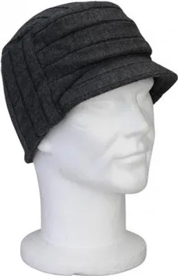 Produktbild von P&T Wintermütze mit Schirm - Strick & Fleece gefüttert - Grau - Erwachsenengröße 55-57 cm