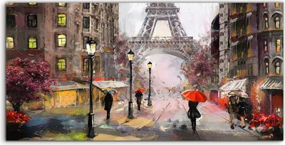 Produktbild von Coloray Canvas 100x50  Wandbild Leinwand Bilder Frankreich Paris Eiffel Straße Leute