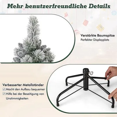 Image de Arbre de Noël artificiel, 150 cm, vert, avec 130 LED blanc chaud - Arbre de Noël pop-up avec 378 branches