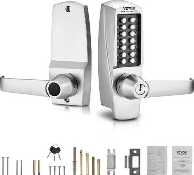 Produktbild von VEVOR Mechanisches schlüsselloses Türschloss mit einseitigem Tastenfeld (14 Schlüssel), integriertem Zahlenschloss für Zuhause, Büro, Außenbereich, Zaun, Hof, Silber