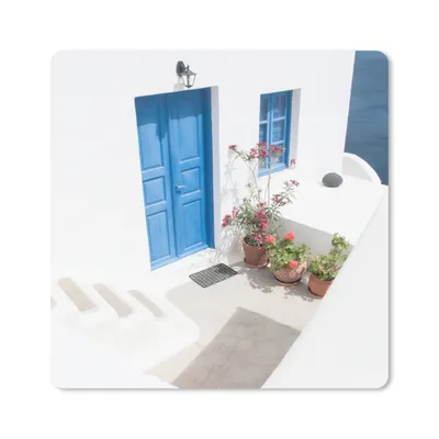 Produktbild von MuchoWow® Mauspad Mousepad Architektur - Blau - Weiß - Tür 20x20 cm - Mousepads - Maus Mat - Pad - Mausunterlage - Desk Mat - Bureauartikeln