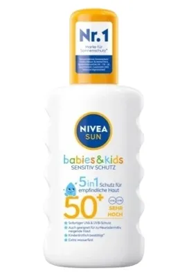 Produktbild von NIVEA SUN Babies & Kids Sensitiv Schutz Sonnenspray Sonnenschutz LSF50+ 200ml