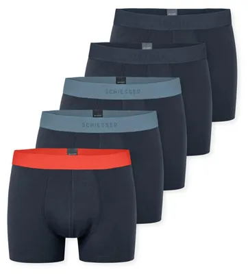 Image de Schiesser boxer lot de 5 95/5 organic Coton boxer briefs dark blue waistband blue / red / dark blue hommes