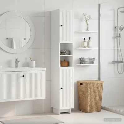 Obrázok produktu pre Maison Exclusive – Skrinka do kúpeľne s otvorenou policou, model EDE, vysoký lesk, biela farba