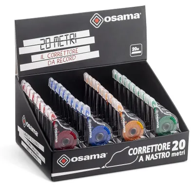 Immagine prodotto di Osama Correttore a Nastro 5 Mm X 20 Mt, Colori Assortiti, Confezione da 36 Pezzi