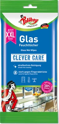 Obrázek produktu pro Poliboy vlhčené ubrousky na sklo XXL Clever Care 24 ubrousků v balení 1 kus