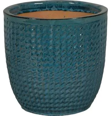 Obrázek produktu pro Květináč Lafiora keramický glazovaný Ø 35 cm H 33 cm ocelově modrý