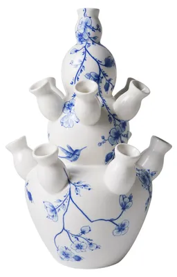Produktbild von Heinen Delfts Blauw – Tulpenvase- 3-laagse knobbelvaas-Orchidee - 35 cm