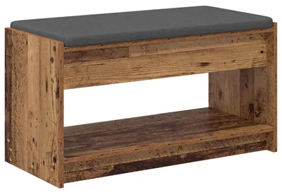 Produktbild von Eleganten-Stil Flurbank ,Modernes Design,für Wohnzimmer, Schlafzimmer,mit Kissen mit Regal Altholz 83x38x45 cm - Sitzbänke - Möbel26