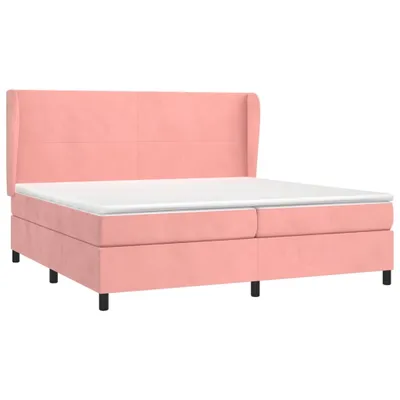 Imagen del producto de Cama con somier y colchón rosa vidaXL, 200x200 cm, tapizada en terciopelo