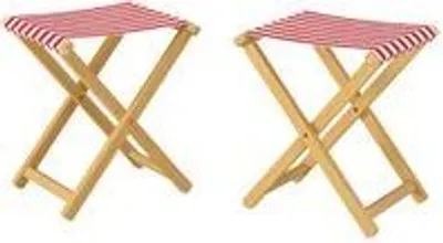 Produktbild von Klappstuhl Anglerstuhl Gartenstuhl Buche massiv Stoff rot-weiß Set wählbar V-10-216N-14Doppelpack