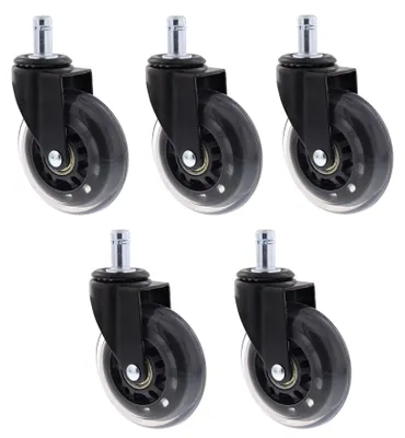 Produktbild von WAGNER 360° - Rollen 5tlg. Set - Ø 50 mm, soft, Kugellager, Steckstift 11x22 mm, schwarz, Tragkraft je 50 kg-02106261